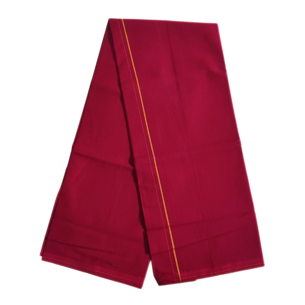 Maroon Color Line Border Cotton Dhoti/Lungi - Image 2