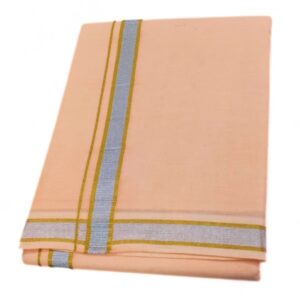 Cream Color Silver Gold Zarigai Cotton Dhoti