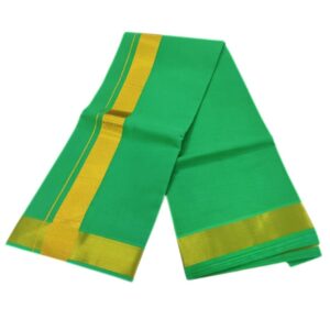 Leaf Green Color Gold Zari Cotton Dhoti