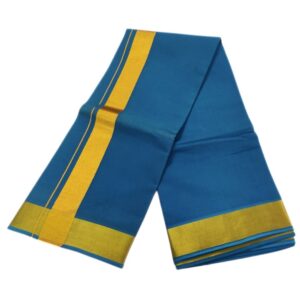 Rama Blue Color Gold Zari Cotton Dhoti
