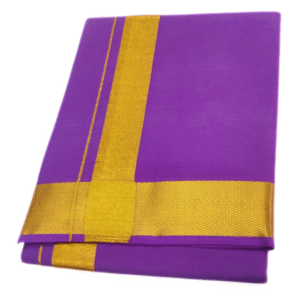 Purple Color Gold Zari Cotton Dhoti