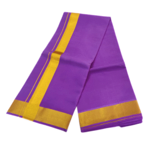 Purple Color Gold Zari Cotton Dhoti