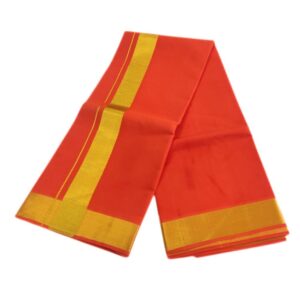 Orange Color Gold Zari Cotton Dhoti