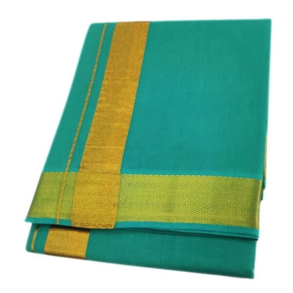 Green Color Gold Zari Cotton Dhoti