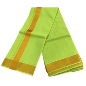 Light Green Color Gold Zari Cotton Dhoti