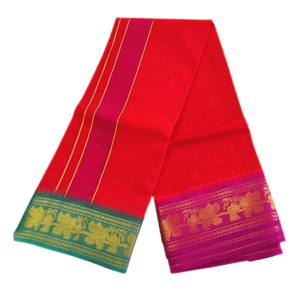 Red Color Pure Cotton Dhoti - Image 2