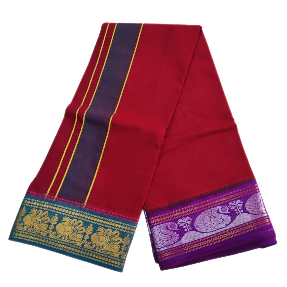 Maroon Color Pure Cotton Dhoti - Image 2