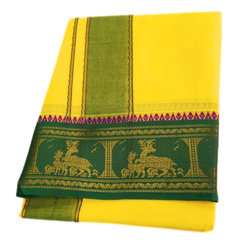 Yellow Color Pure Cotton Dhoti