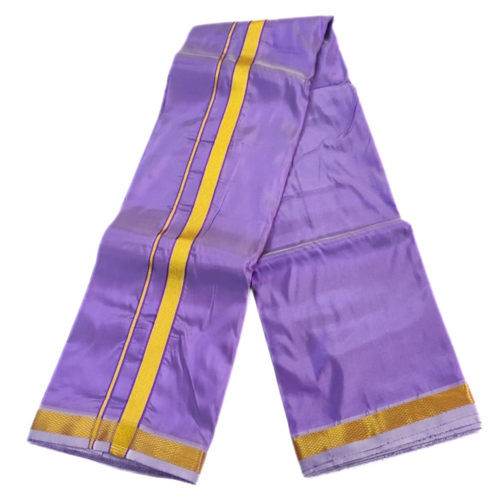 Lavender Color Art Silk Zari Dhoti - Image 2
