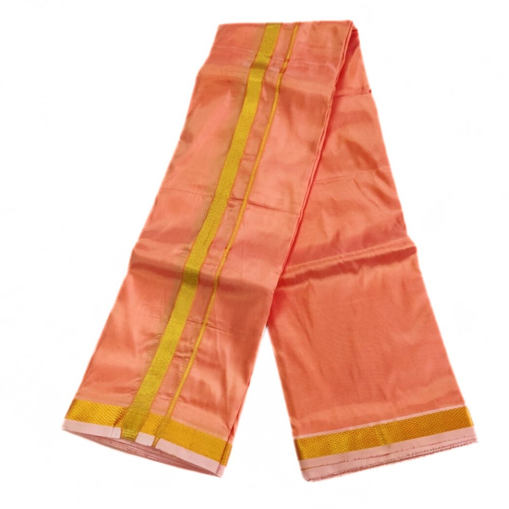 Kanakambaram Color Art Silk Zari Dhoti - Image 2