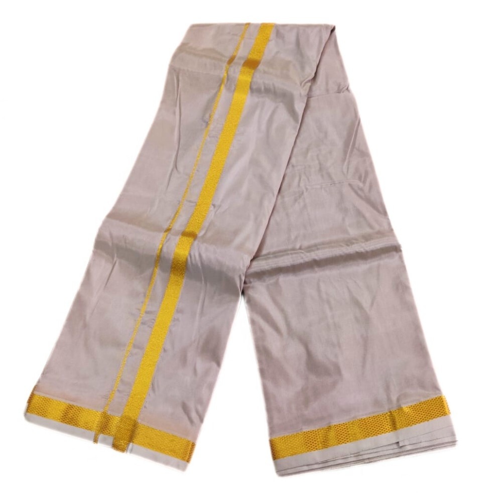 Beige Pink Color Art Silk Zari Dhoti - Image 2