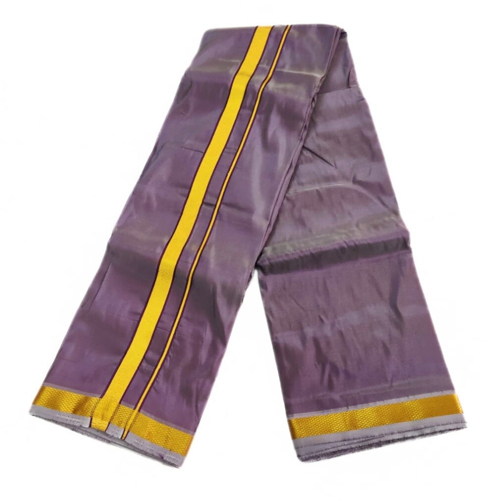 Deep Purple Color Art Silk Zari Dhoti - Image 2