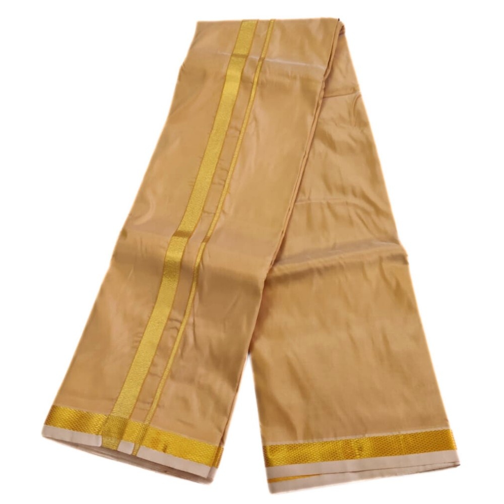 Dark Sandal Color Art Silk Zari Dhoti - Image 2