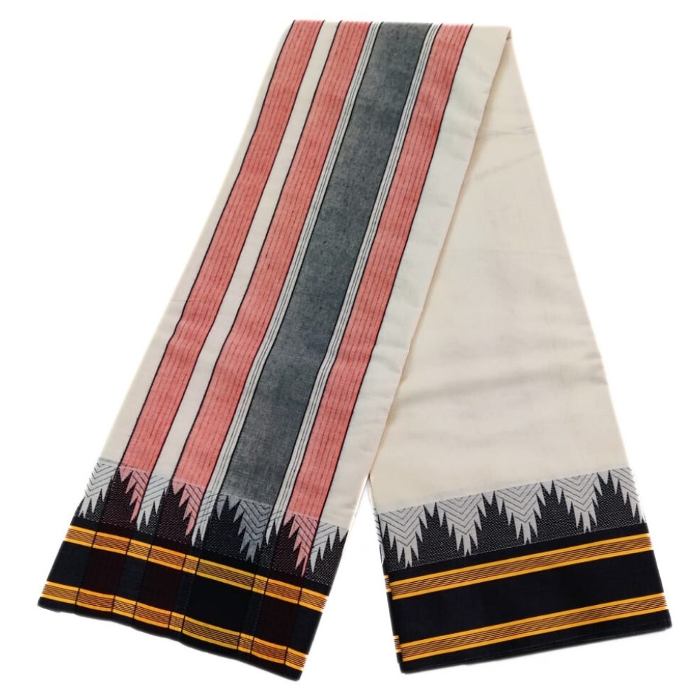 Black Seer Border Thalampoo Cotton Dhoti - Image 2
