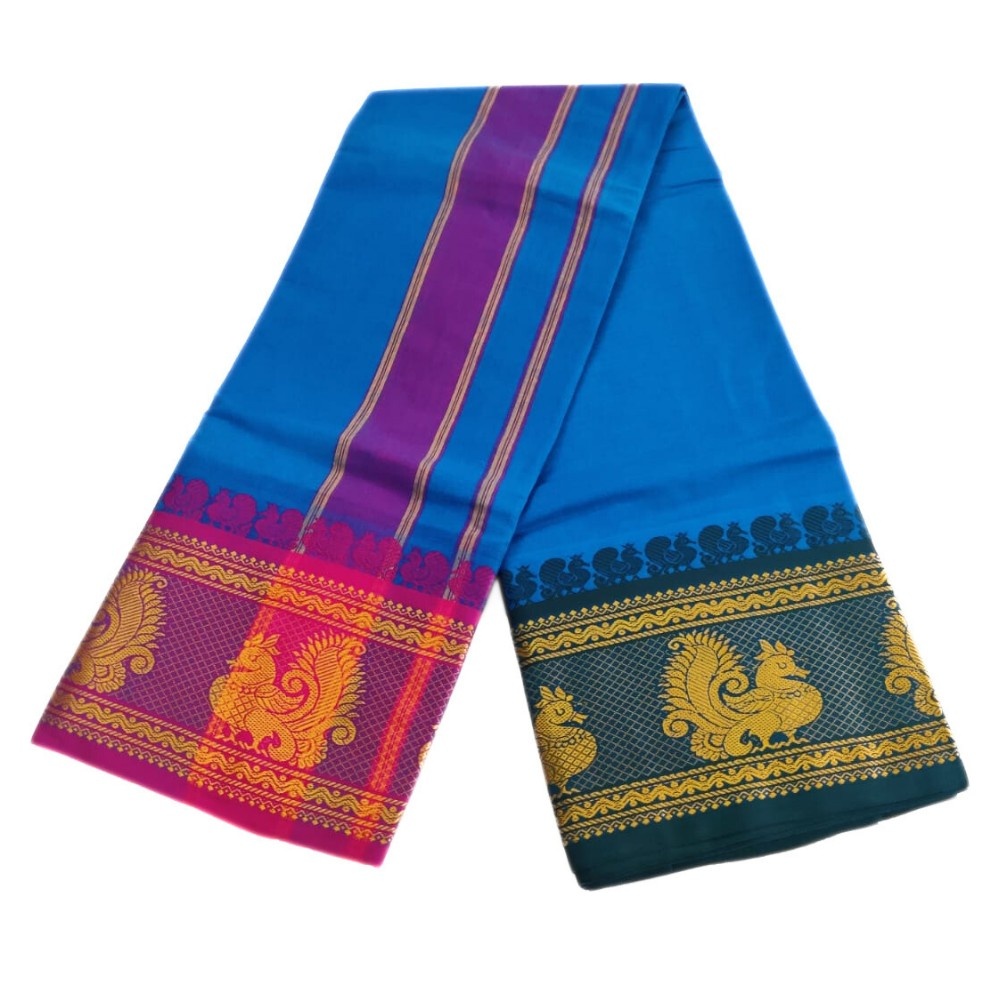 Anandha Blue Color 8 Inch Jacquard Dhoti - Image 2