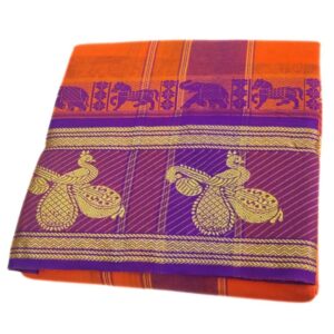 Orange Color 8 Inch Jacquard Dhoti