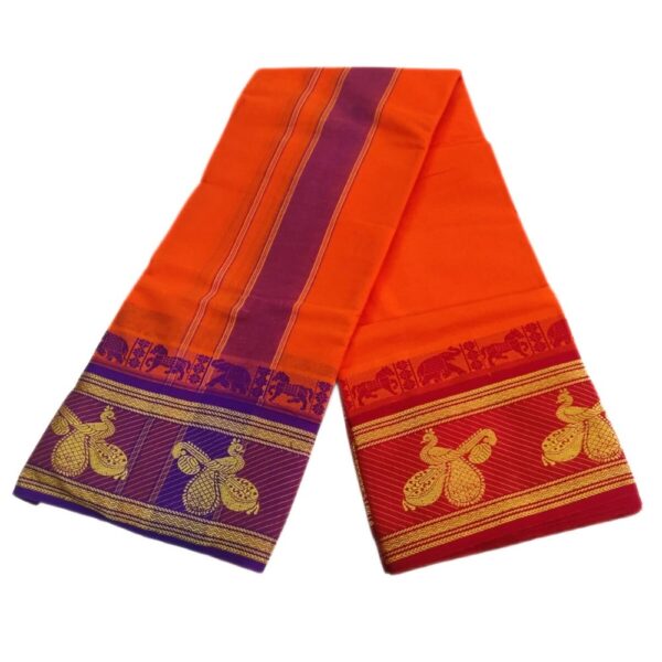 Orange Color 8 Inch Jacquard Dhoti - Image 2