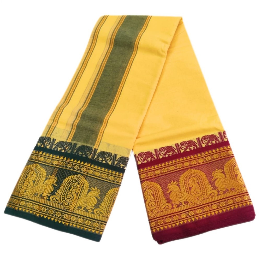 Cream Color 8 Inch Jacquard Dhoti - Image 2