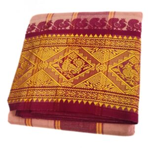 Beige Pink Color 8 Inch Jacquard Dhoti