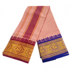 Beige Pink Color 8 Inch Jacquard Dhoti