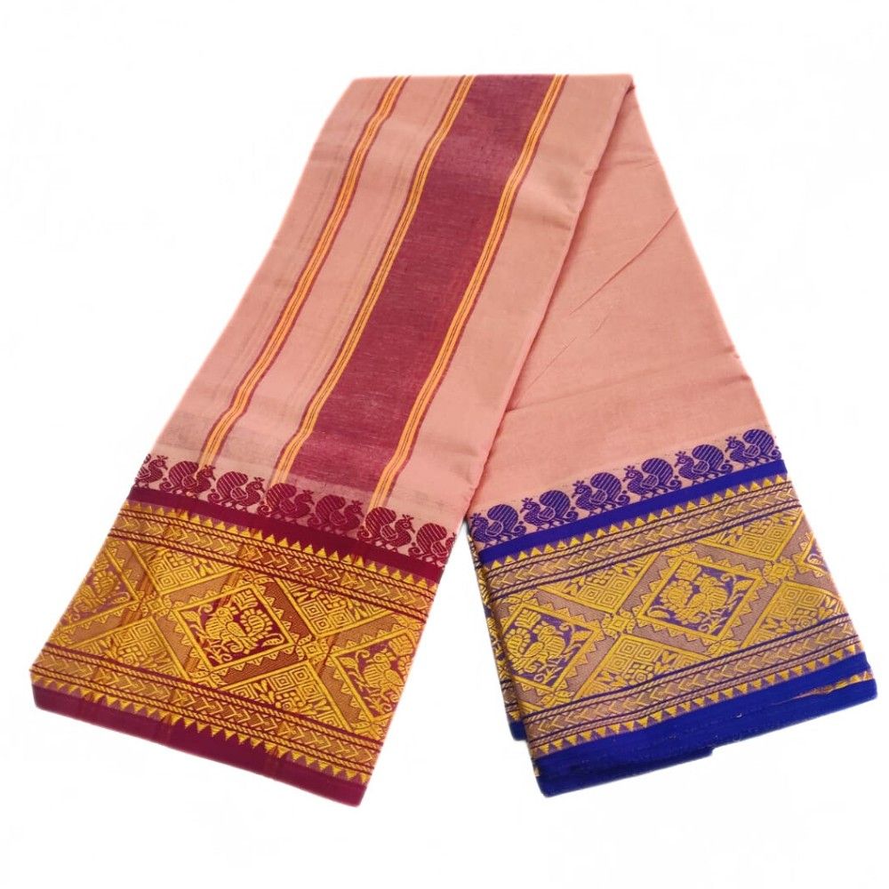 Beige Pink Color 8 Inch Jacquard Dhoti - Image 2