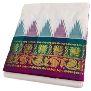 Lotus Designed Half White Namadhari dhoti Set