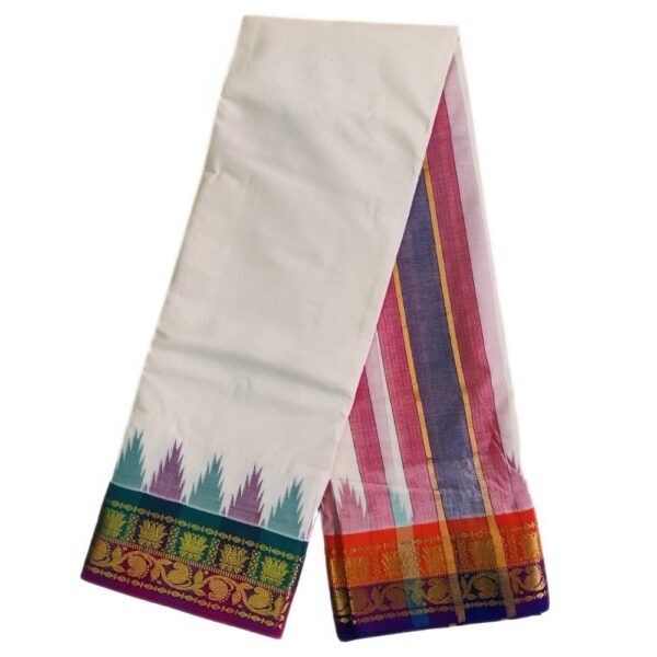 Lotus Designed Half White Namadhari dhoti Set - Image 2