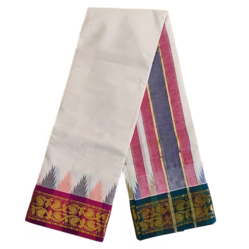 Kanchi Cotton Best Quality Handloom Made Pure Cotton Vaishnava Dhoti - Image 2