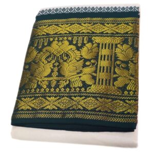 Parrot Designed 10 Inch Border Half White Dhoti