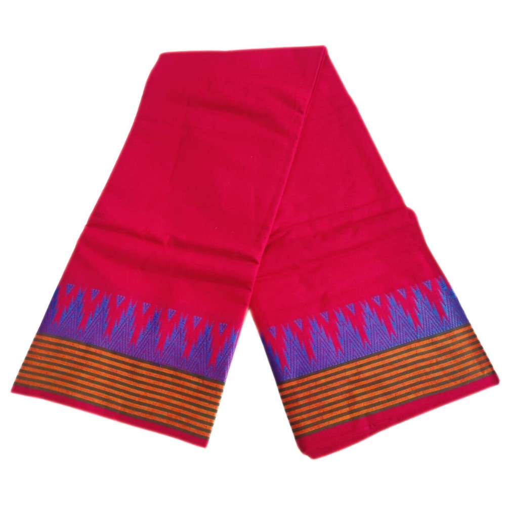 Red Color Fancy Gundanji Temple Border Dhoti - Image 2