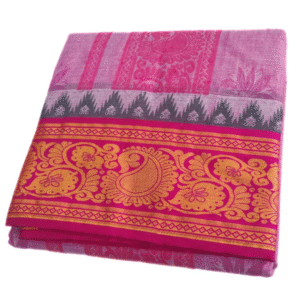 Pink Color Premium Embossed Dhoti Towel Set