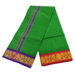 Green Color 3 Inch Jacquard Cotton Dhoti
