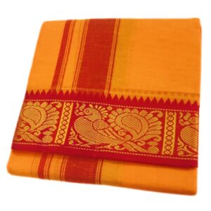 Gold Color 3 Inch Jacquard Cotton Dhoti