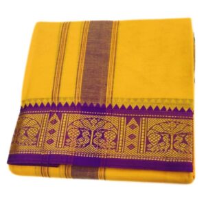 Mango Yellow Color 3 Inch Jacquard Cotton Dhoti