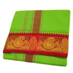 Light Green Color 3 Inch Jacquard Cotton Dhoti