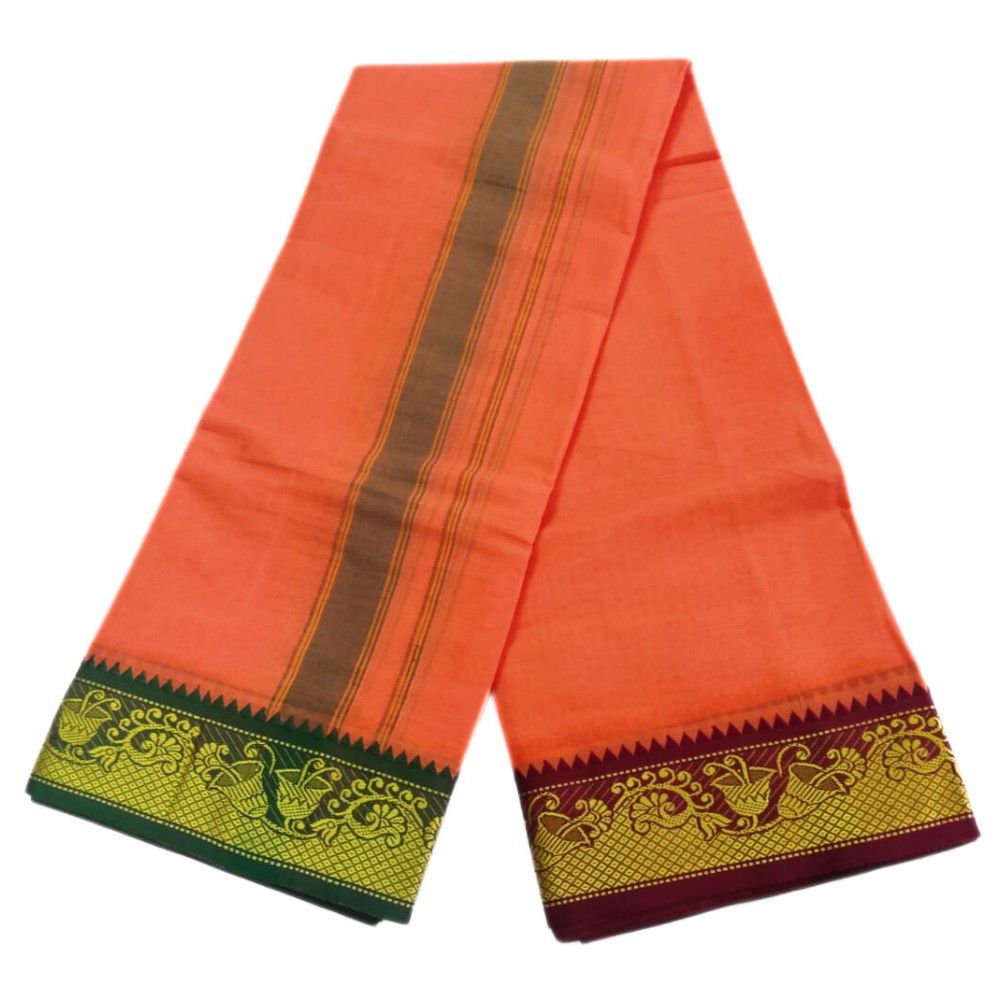 Kanakambaram Color 3 Inch Jacquard Cotton Dhoti - Image 2