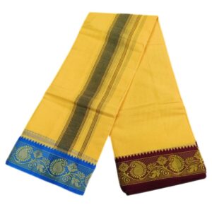 Cream Color 3 Inch Jacquard Cotton Dhoti