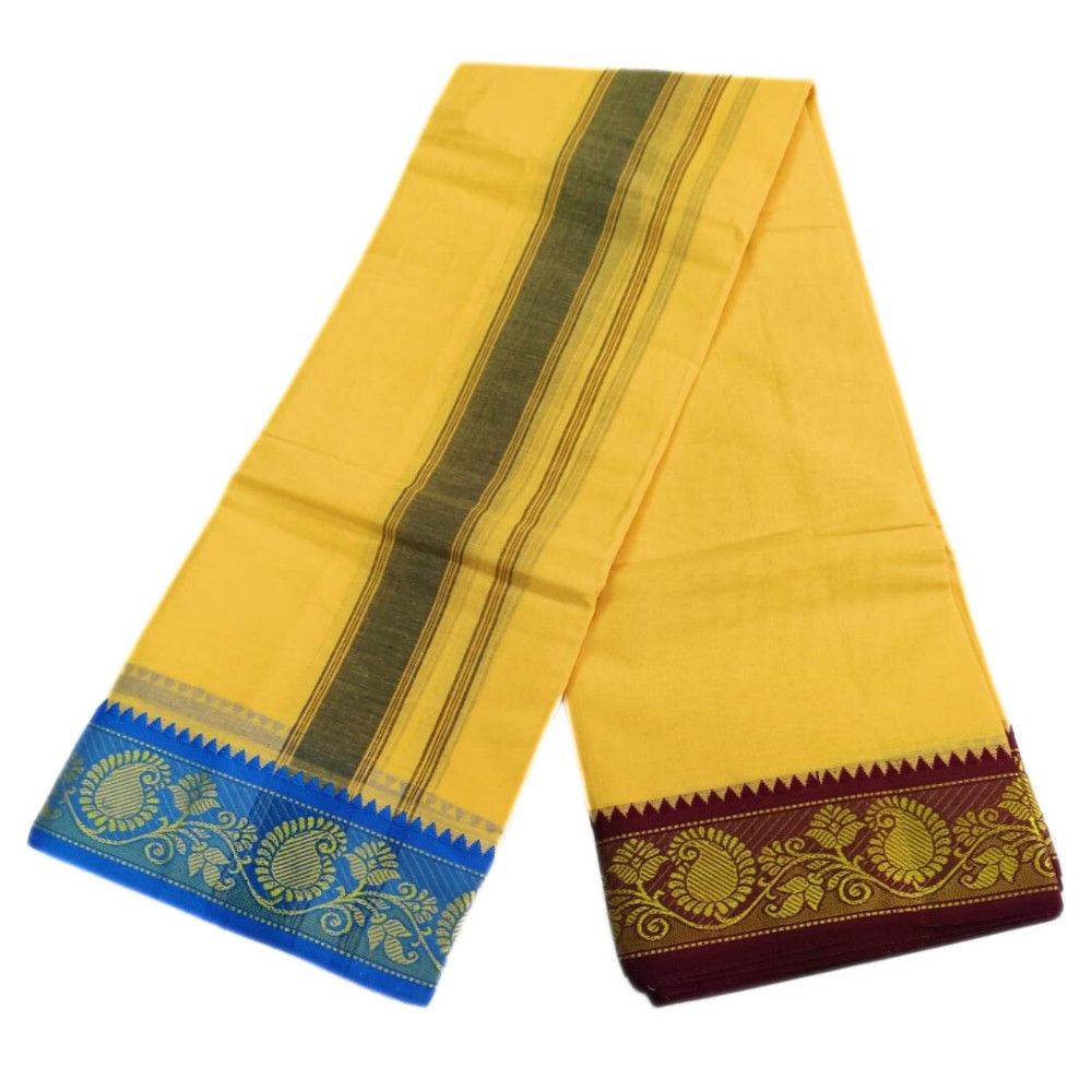 Cream Color 3 Inch Jacquard Cotton Dhoti - Image 2