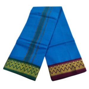 Anandha Blue Color 3 Inch Jacquard Cotton Dhoti