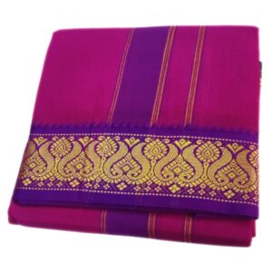 Majenta Color 3 Inch Jacquard Cotton Dhoti