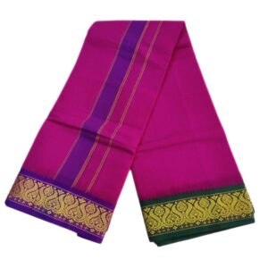 Majenta Color 3 Inch Jacquard Cotton Dhoti