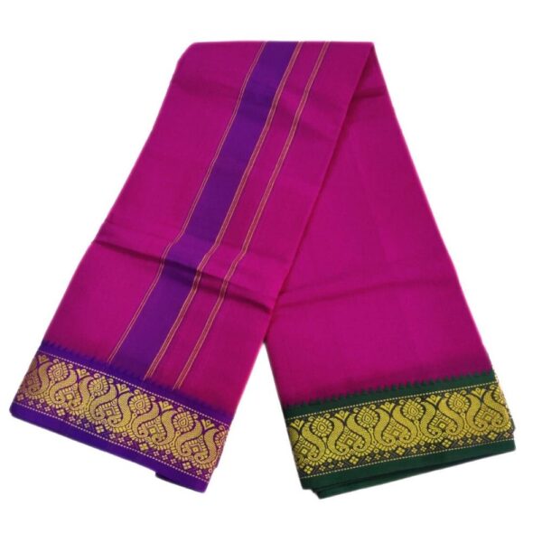 Majenta Color 3 Inch Jacquard Cotton Dhoti - Image 2