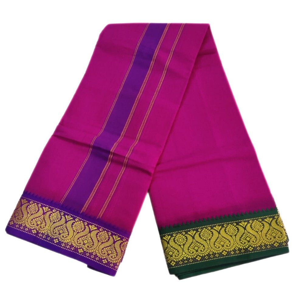 Majenta Color 3 Inch Jacquard Cotton Dhoti - Image 2