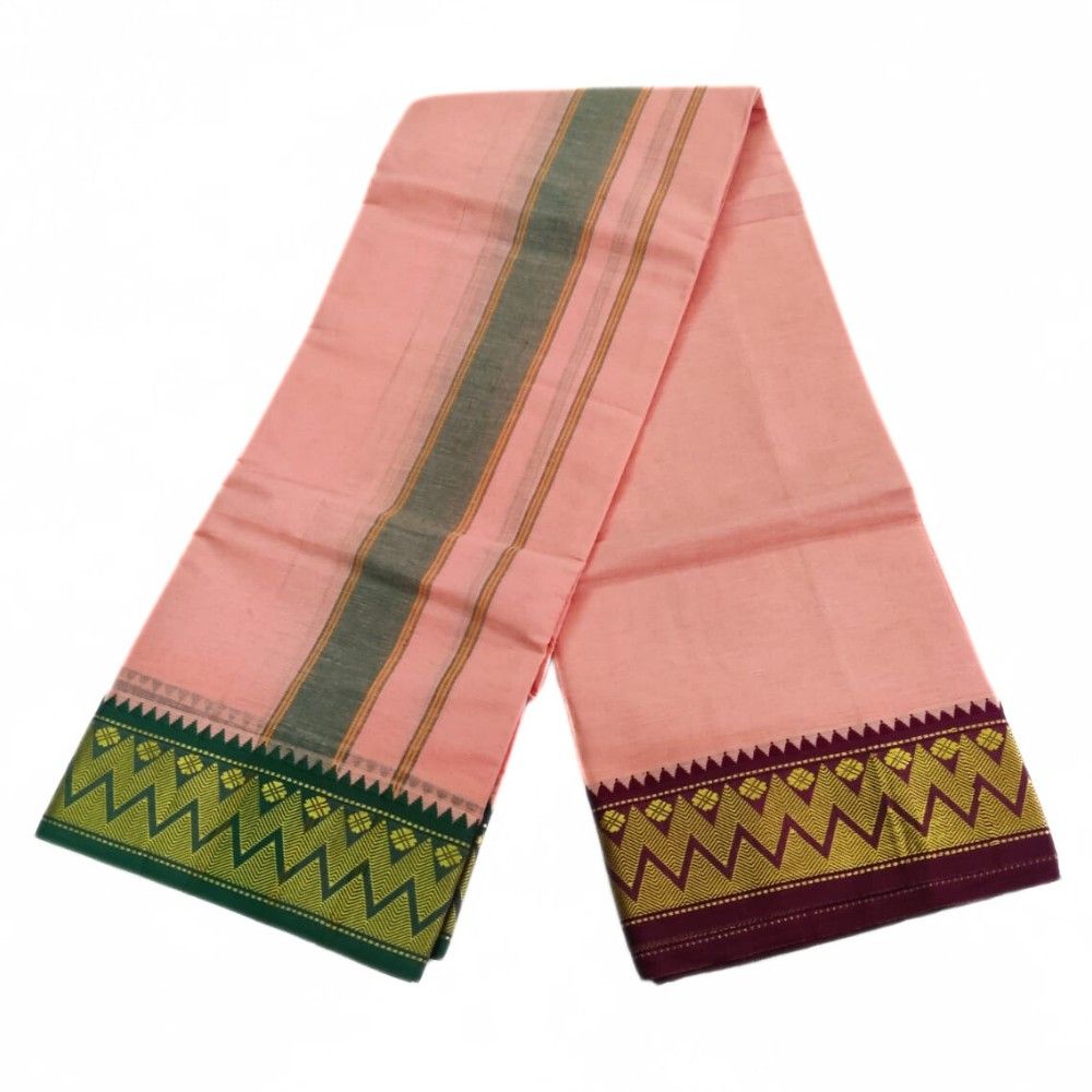 Light Kavi Color 3 Inch Jacquard Cotton Dhoti - Image 2