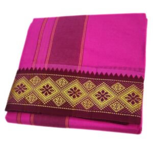 Pink Color 3 Inch Jacquard Cotton Dhoti