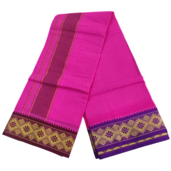 Pink Color 3 Inch Jacquard Cotton Dhoti - Image 2