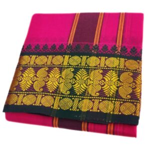 Pink Color 6 Inch Jacquard Cotton Dhoti