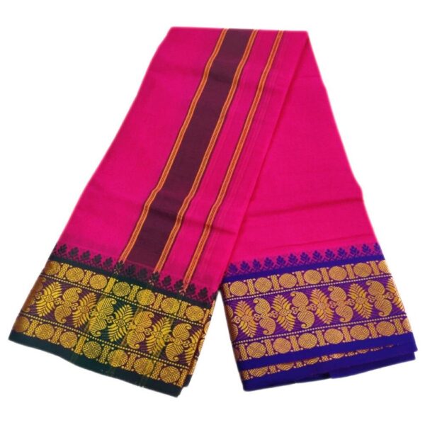 Pink Color 6 Inch Jacquard Cotton Dhoti - Image 2