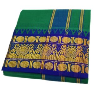Green Color 6 Inch Jacquard Cotton Dhoti