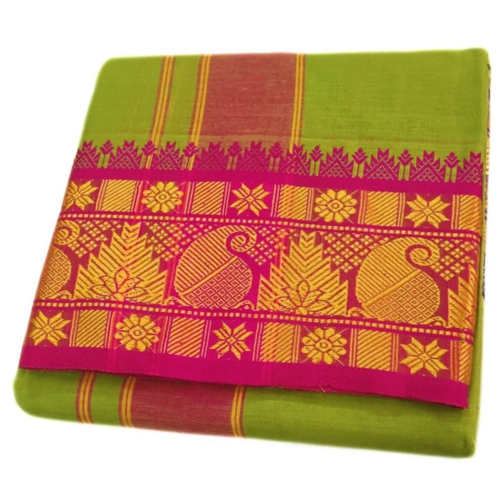 Mint Green Color 6 Inch Jacquard Cotton Dhoti